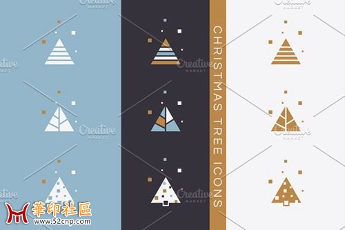 三角形圣诞树创意纹理图案 PNG+EPS+JPG{tag}(2)