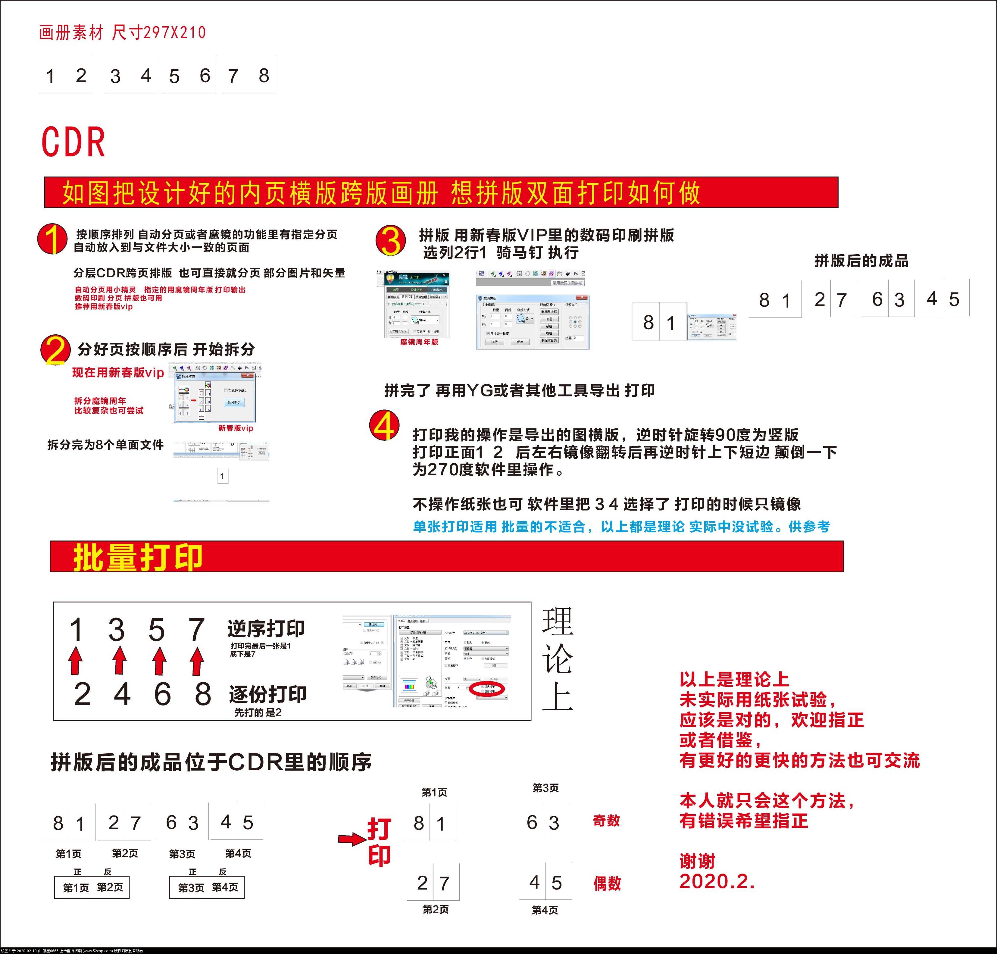 CDR横版跨页画册 如何用打印机批量打印 装订{tag}(1)