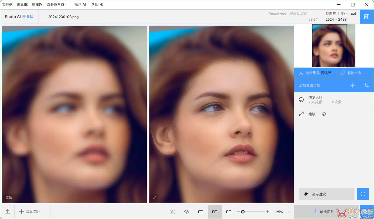 Topaz Photo AI 3.6.1（AI 智能图片放大降噪软件）简体中文汉化版{tag}(4)